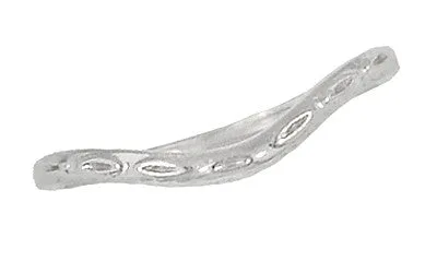 Art Deco Wheat and Olive Leaves Carved Curved Wedding Band in Sterling Silver
