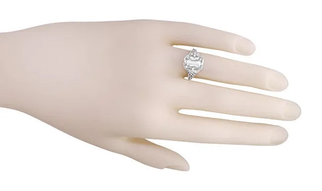 Art Deco White Topaz Filigree Ring in Sterling Silver