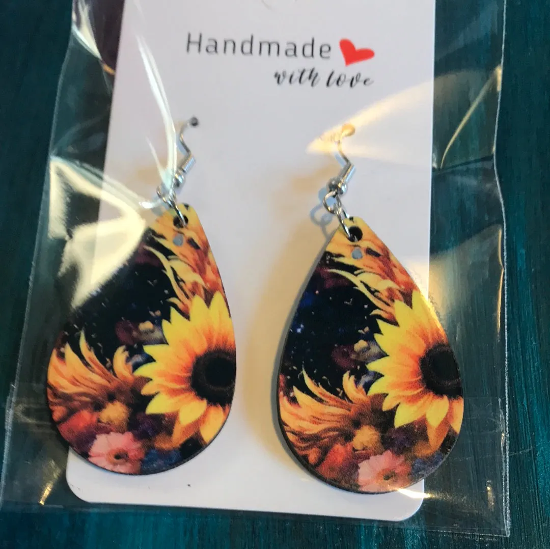 Assorted Handmade Wood Tear Drop Earrings