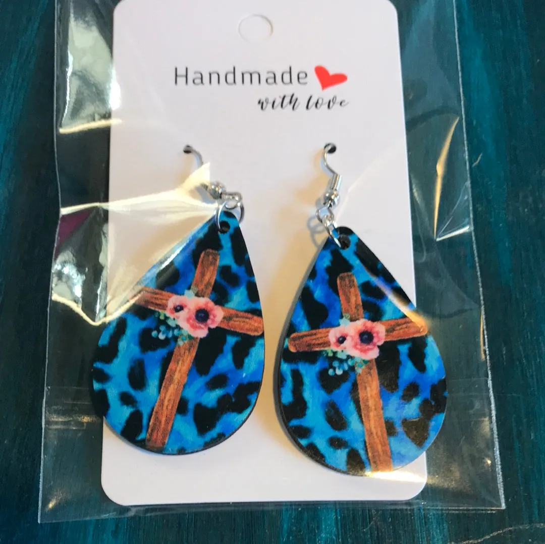 Assorted Handmade Wood Tear Drop Earrings
