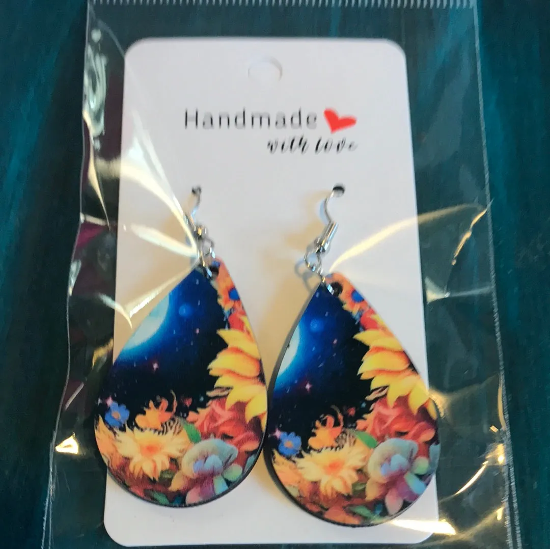 Assorted Handmade Wood Tear Drop Earrings