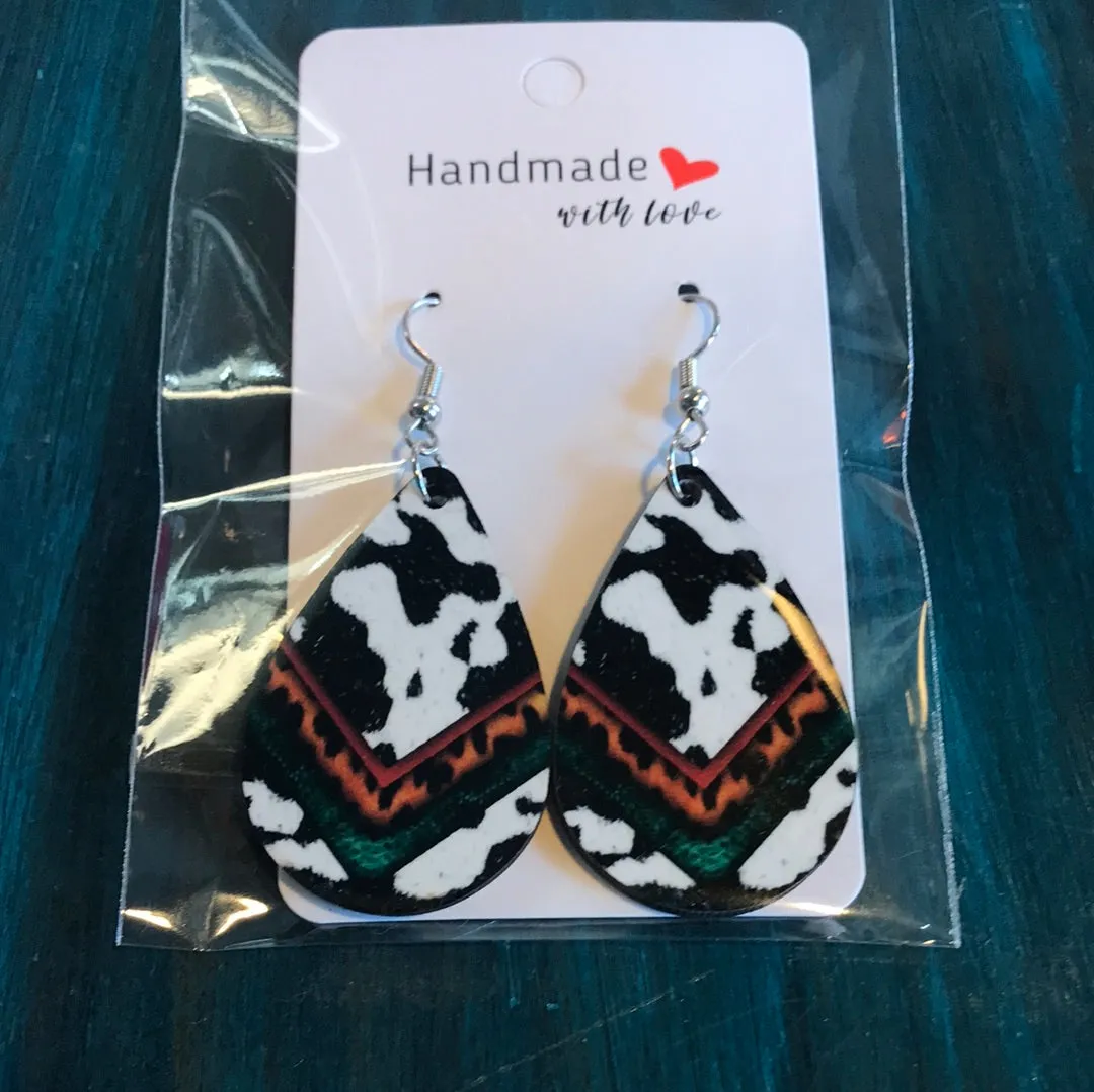 Assorted Handmade Wood Tear Drop Earrings