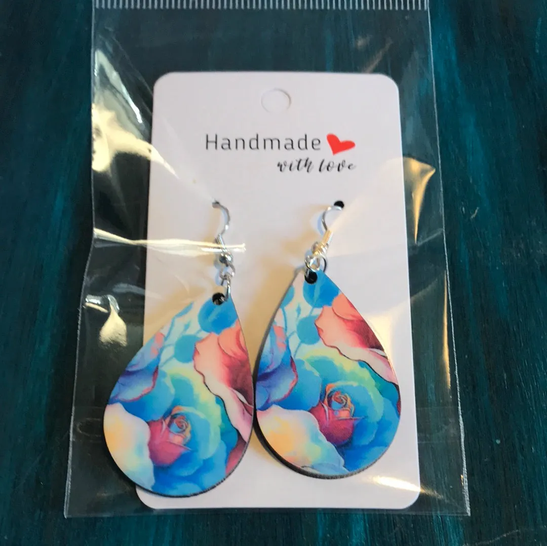 Assorted Handmade Wood Tear Drop Earrings