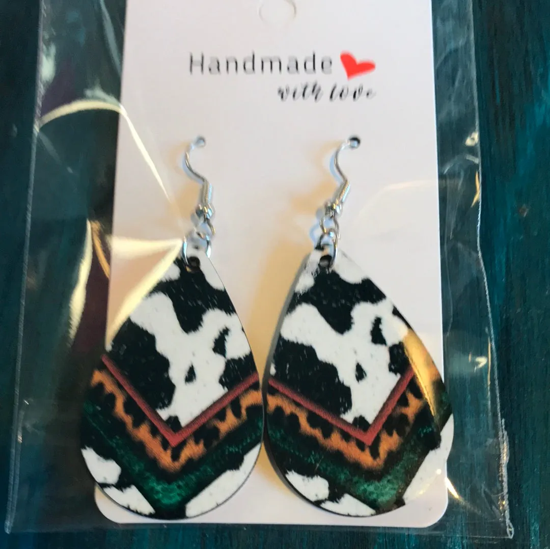Assorted Handmade Wood Tear Drop Earrings