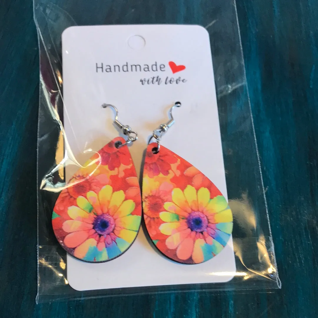 Assorted Handmade Wood Tear Drop Earrings