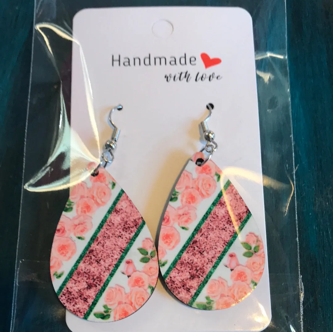 Assorted Handmade Wood Tear Drop Earrings