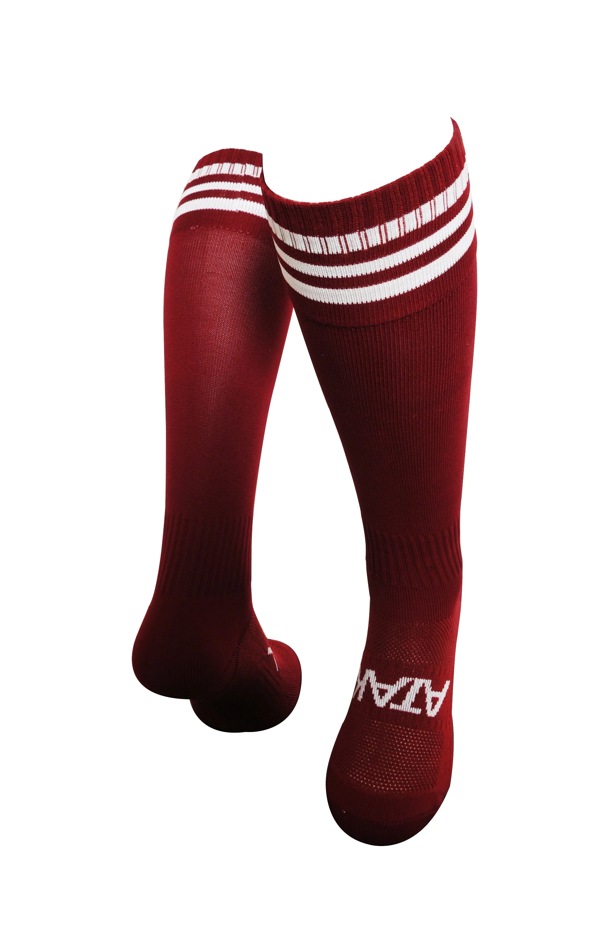 Atak Sports High Performance Comfort Fit Football Socks Maroon and White