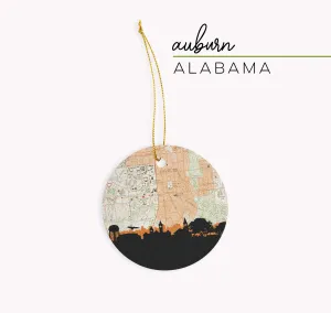 Auburn Skyline Ceramic Christmas Ornament - Alabama Souvenir Holiday Decoration