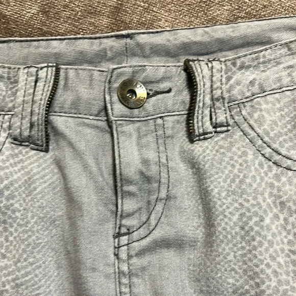 AX Armani Exchange Gray Denim Mini Skirt with Subtle Snakeskin Print - Size 2