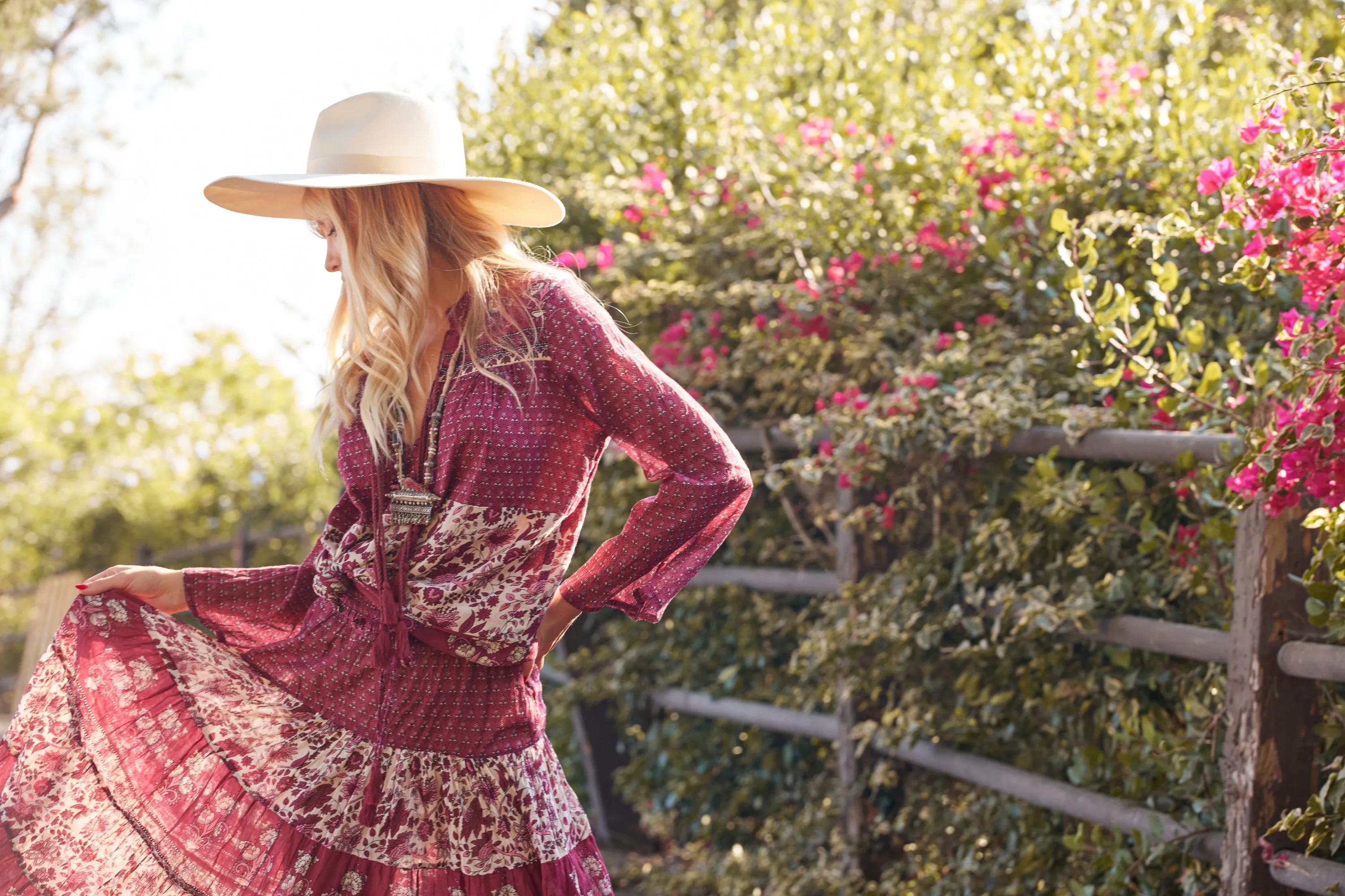 Bahiya Printed Blouse Burgundy