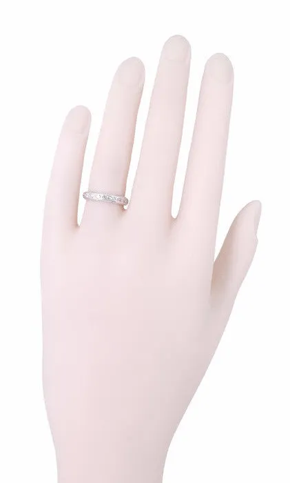 Bakersville Platinum Art Deco Eternity Single Cut Diamond Wedding Ring - Size 5.5