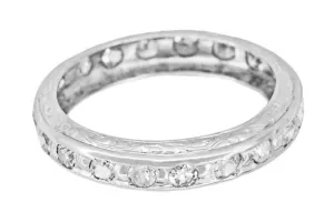 Bakersville Platinum Art Deco Eternity Single Cut Diamond Wedding Ring - Size 5.5