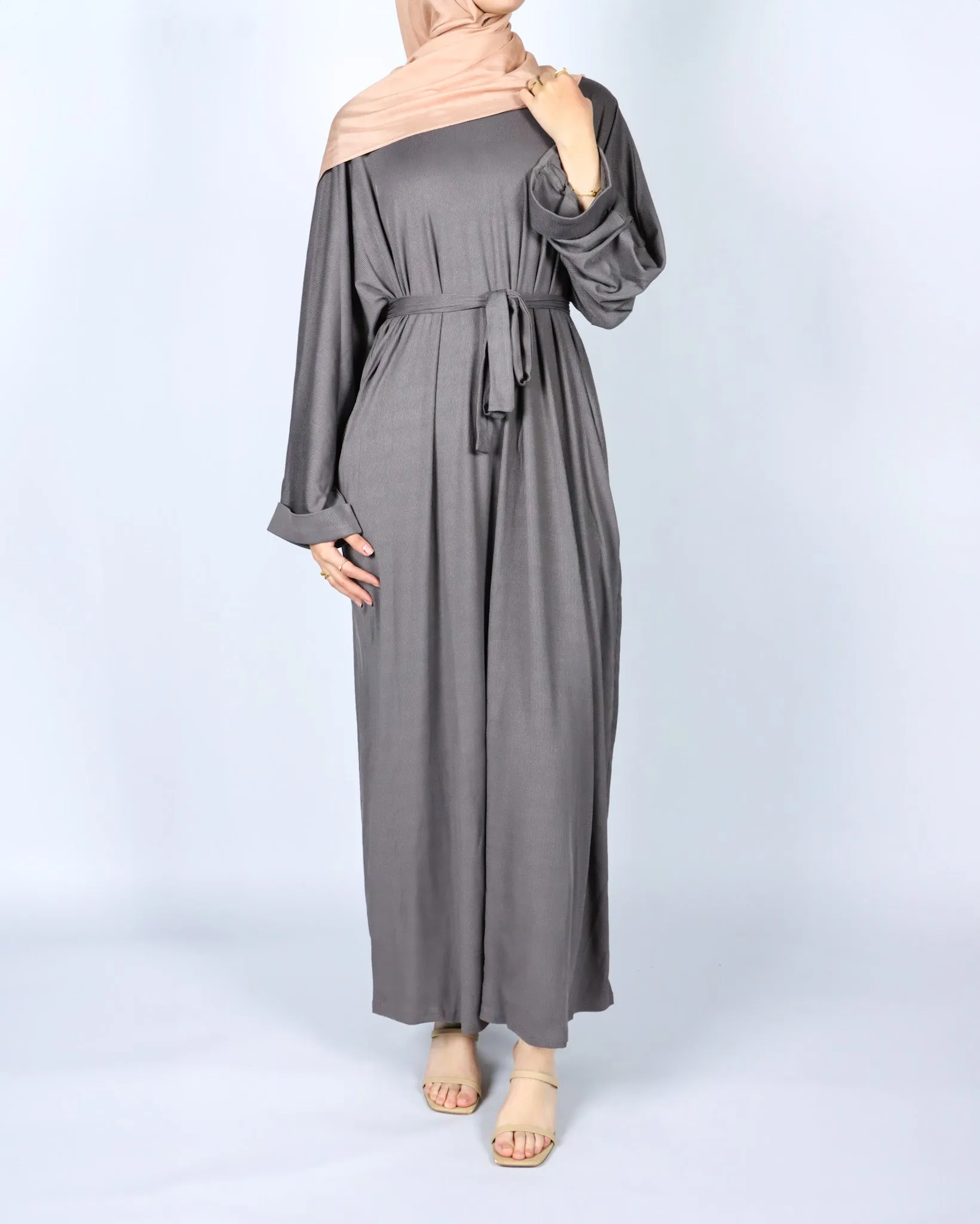 Basic Jersey Abaya - Gray