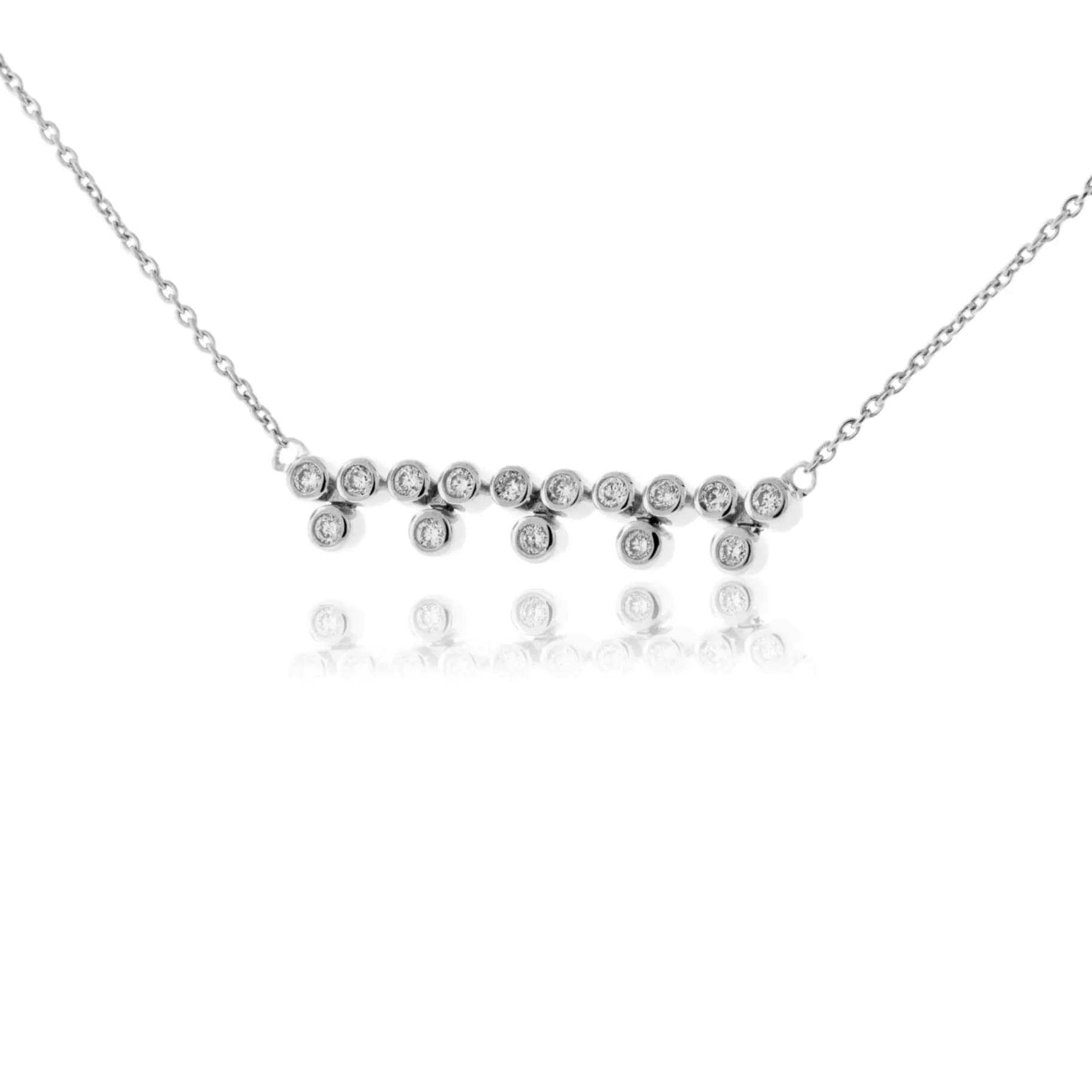Bezel Set Diamond Bar Style Necklace