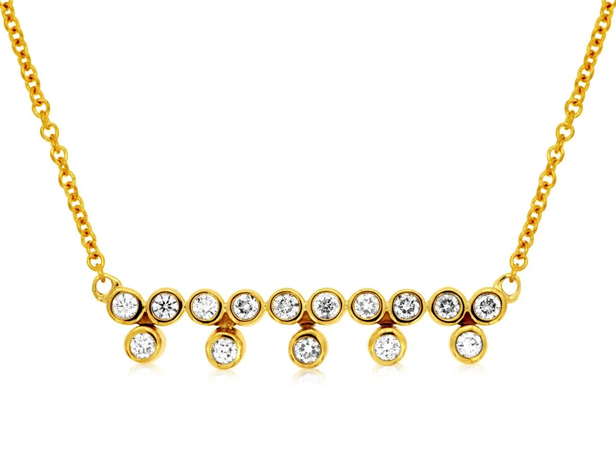 Bezel Set Diamond Bar Style Necklace