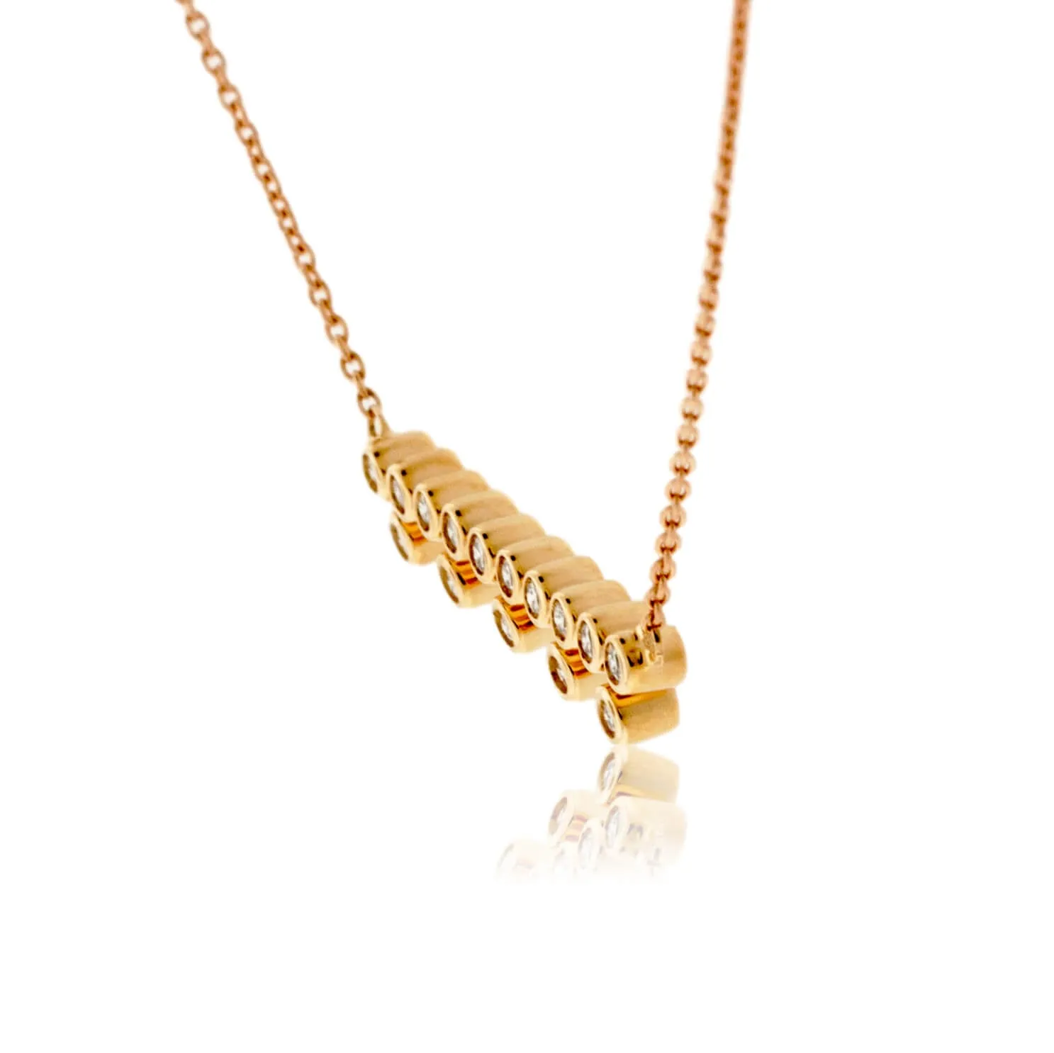 Bezel Set Diamond Bar Style Necklace