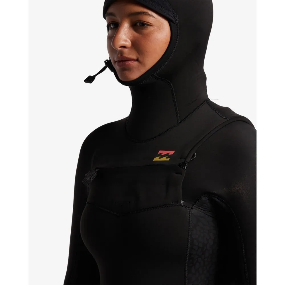 BILLABONG WMS SYNERGY 5/4 HOODED CHEST ZIP WILD BLACK