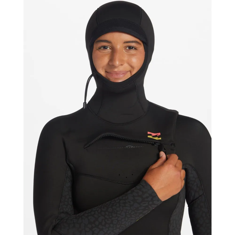 BILLABONG WMS SYNERGY 5/4 HOODED CHEST ZIP WILD BLACK