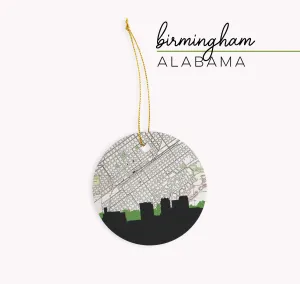 Birmingham Alabama Skyline Ceramic Christmas Ornament - Handcrafted Keepsake