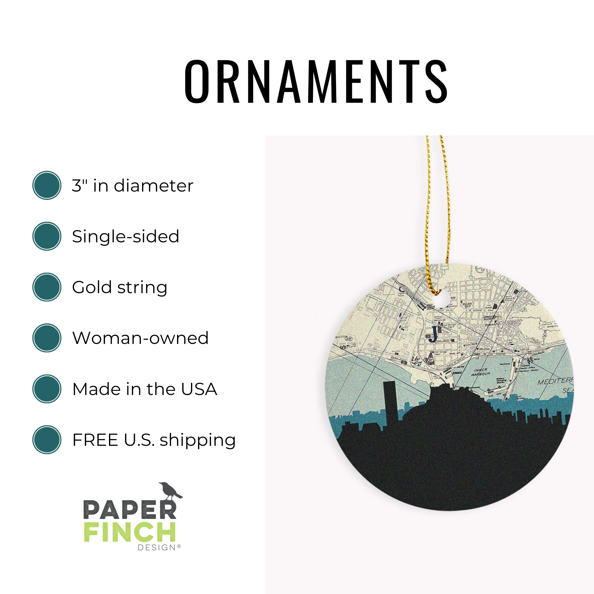 Birmingham Alabama Skyline Ceramic Christmas Ornament - Handcrafted Keepsake