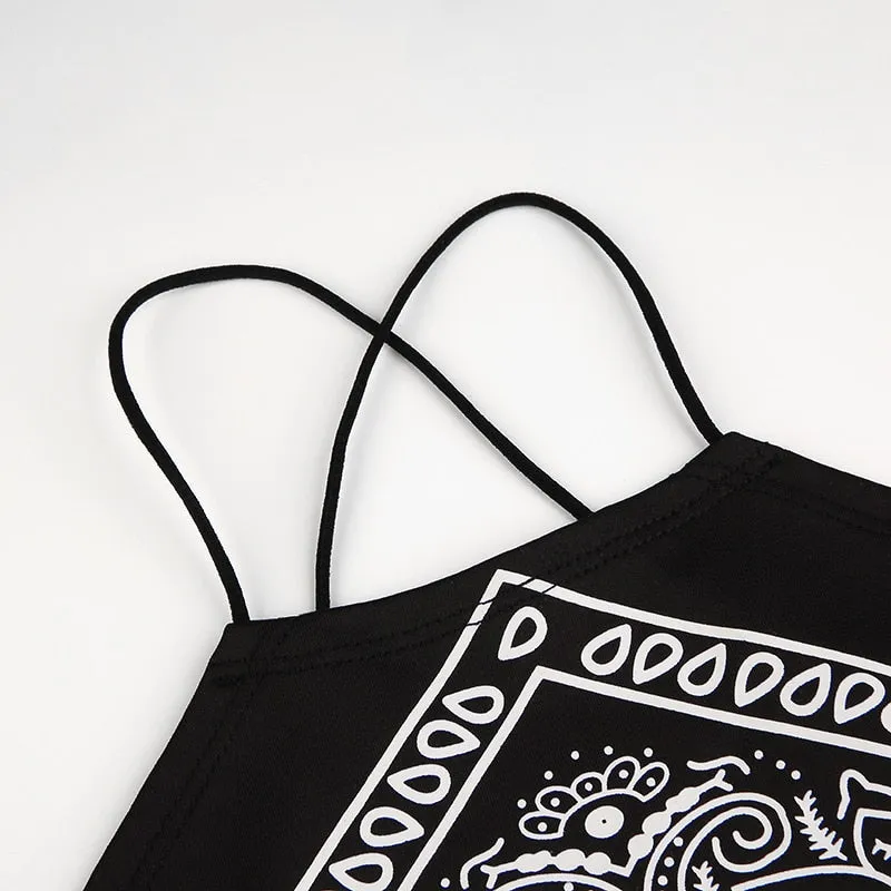 Black Bandana Crop Top