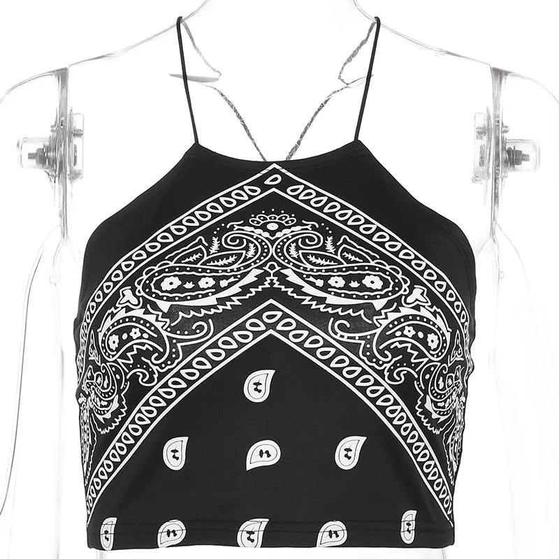 Black Bandana Crop Top