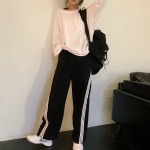 Black Contrast Triple White Stripped Jogger