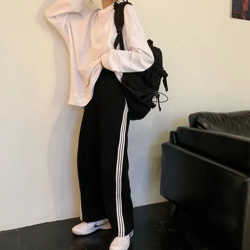 Black Contrast Triple White Stripped Jogger