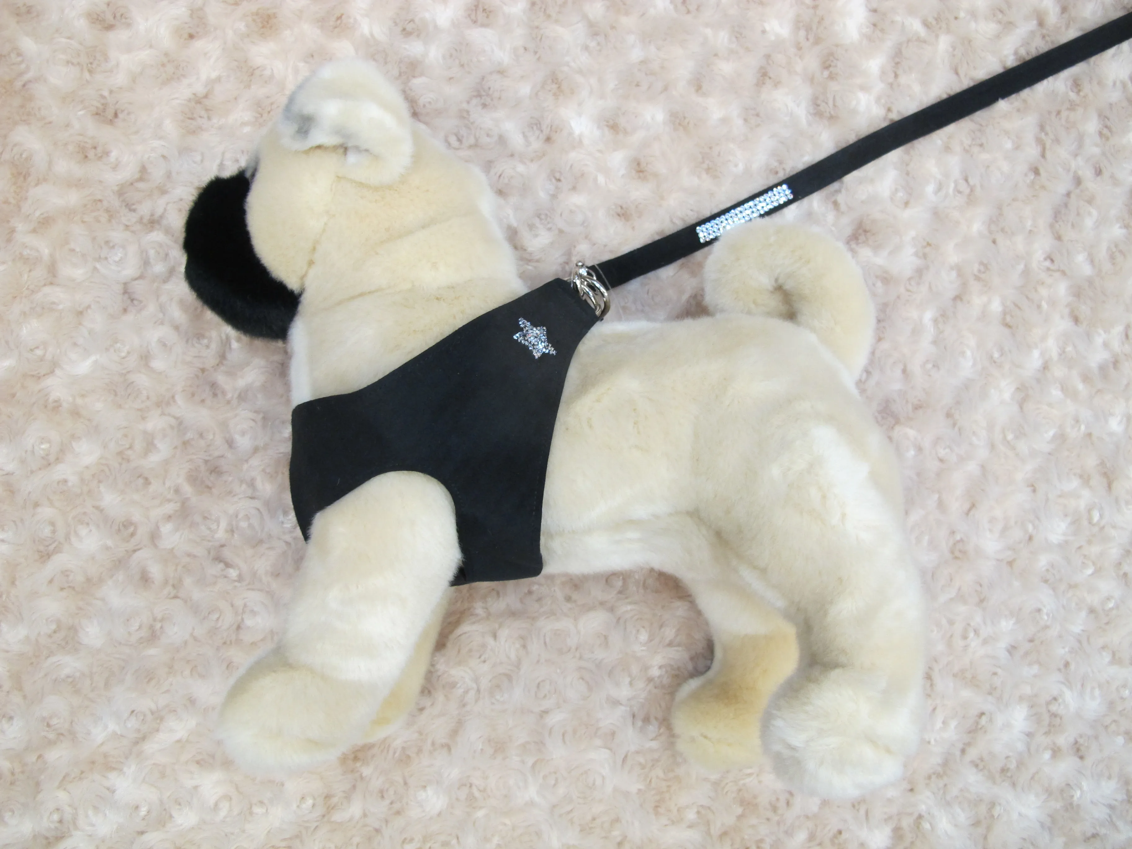 Black Microsuede Step-In Harness Star Crystal