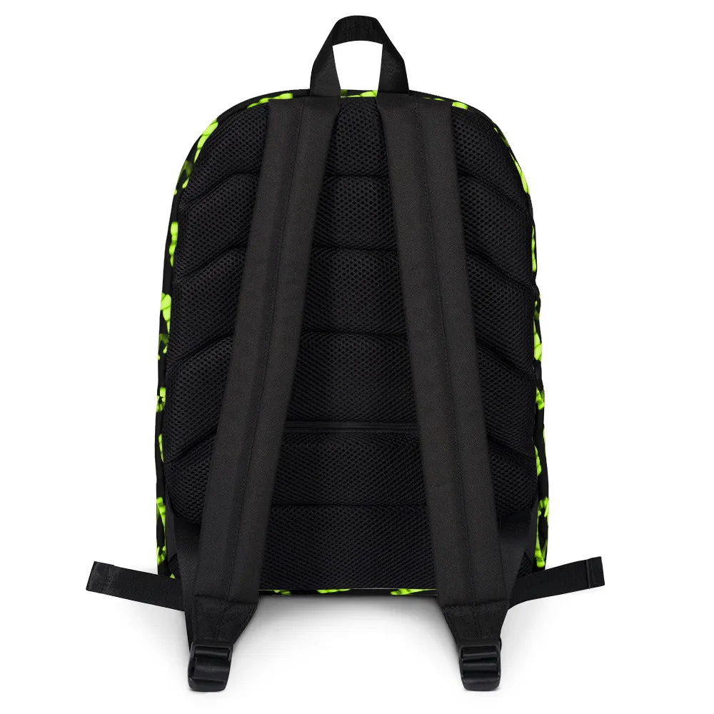 Black Neon Green Vampire Fang Teeth Backpack