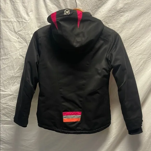 Black, pink, orange Plaid junior women’s ski  Jacket size 10