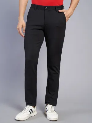 Black Solid Venice Fit Casual Trouser | JadeBlue