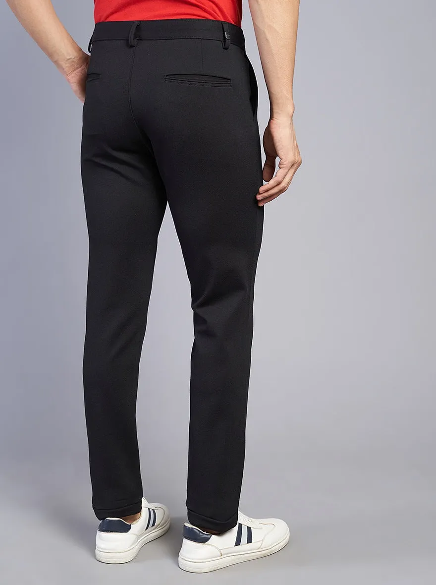 Black Solid Venice Fit Casual Trouser | JadeBlue