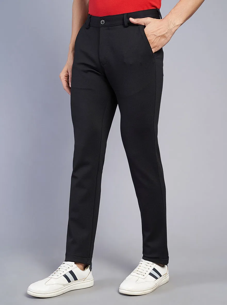 Black Solid Venice Fit Casual Trouser | JadeBlue