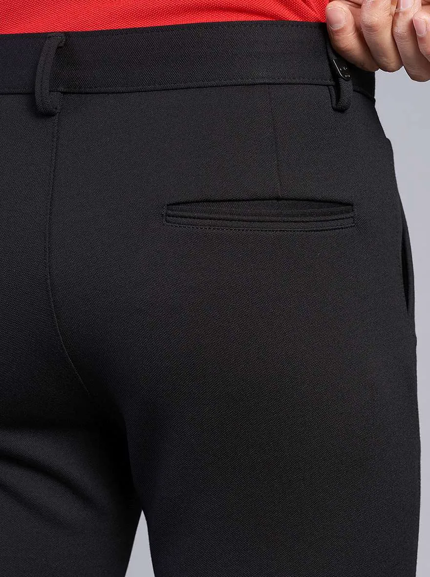 Black Solid Venice Fit Casual Trouser | JadeBlue