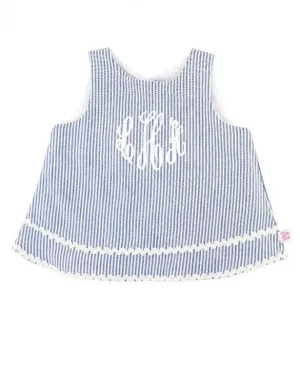 Blue Seersucker Swing Top