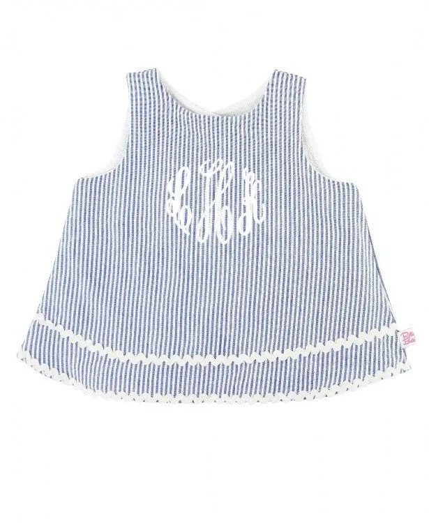 Blue Seersucker Swing Top