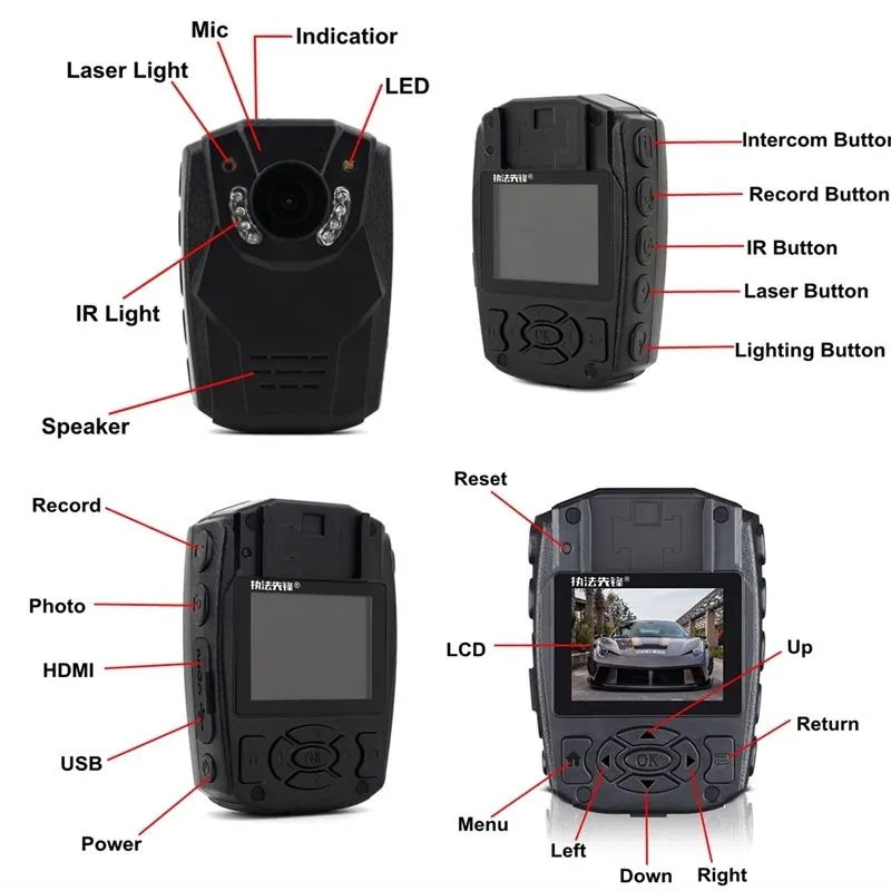 BOBLOV S60 Body Cam - IP58 Waterproof, OmniVision OV4689 Sensor, 150 Degree F2.5 Lens, IR Night Vision, 2800mAh Battery