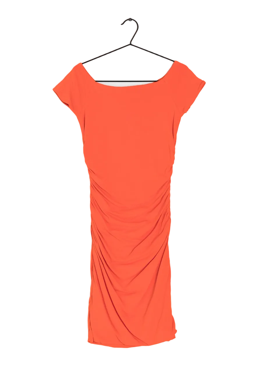 Boden Orange Sleeveless Ruched Dress UK 8L