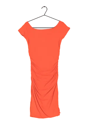 Boden Orange Sleeveless Ruched Dress UK 8L