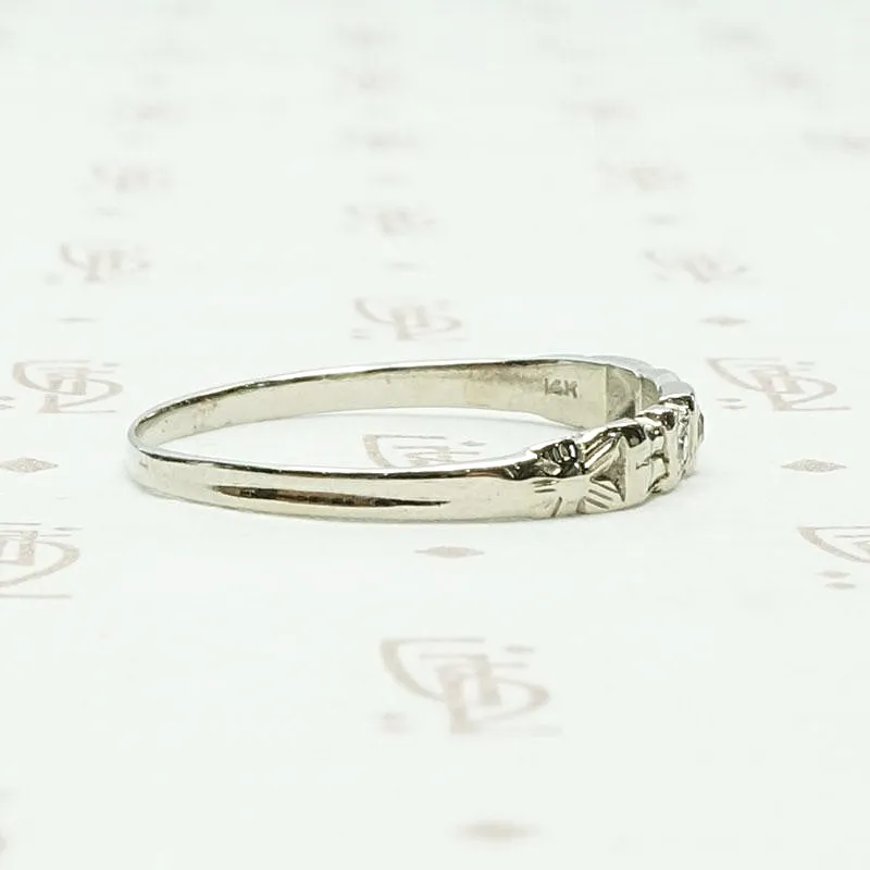 Bow and Flowers White Gold and Diamond Band