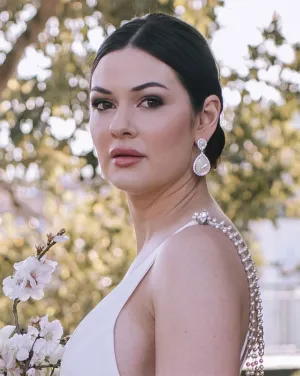 Bridal earrings - Mother of pearl pear - Mae drop by Stephanie Browne