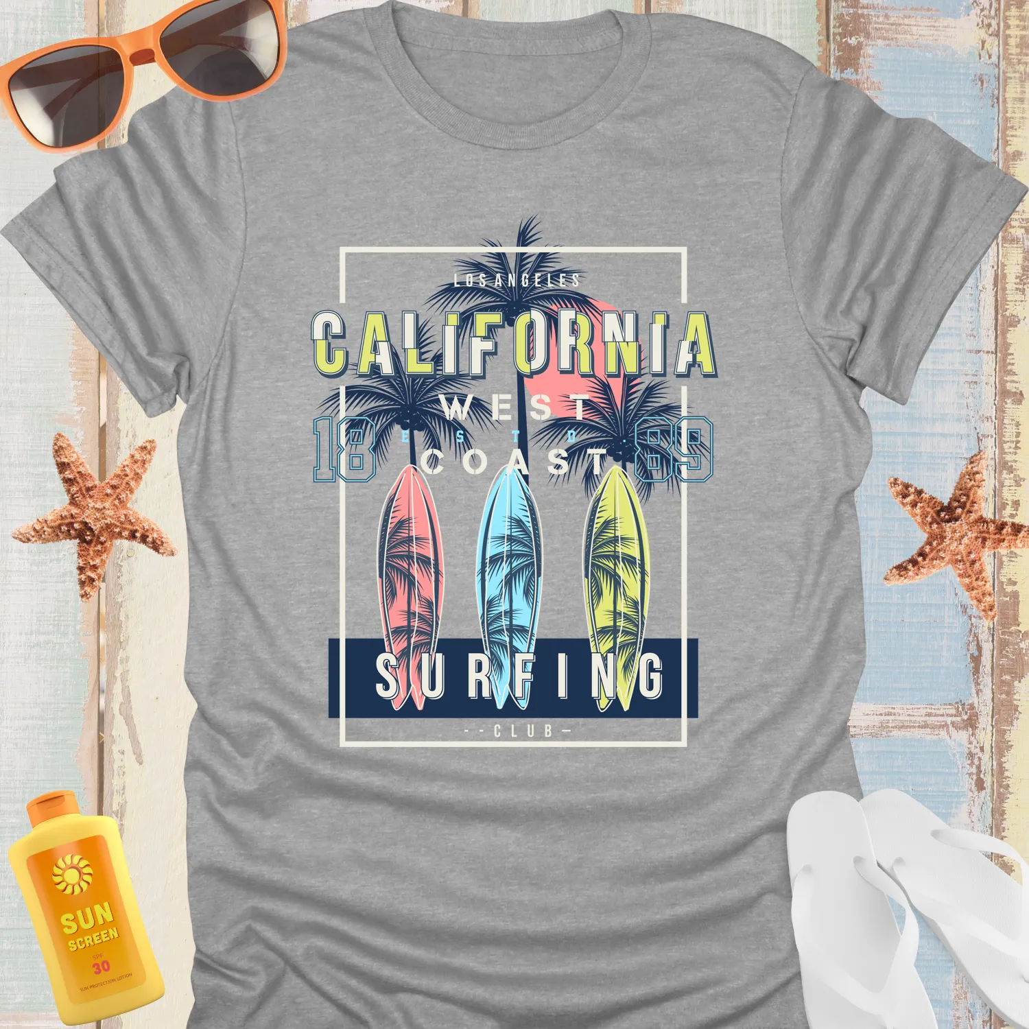 California Surfing Club Sunset Palm Trees T-Shirt