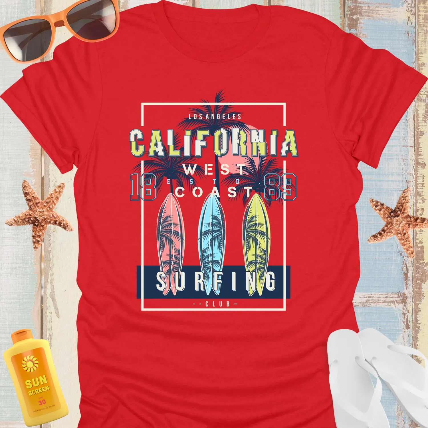 California Surfing Club Sunset Palm Trees T-Shirt