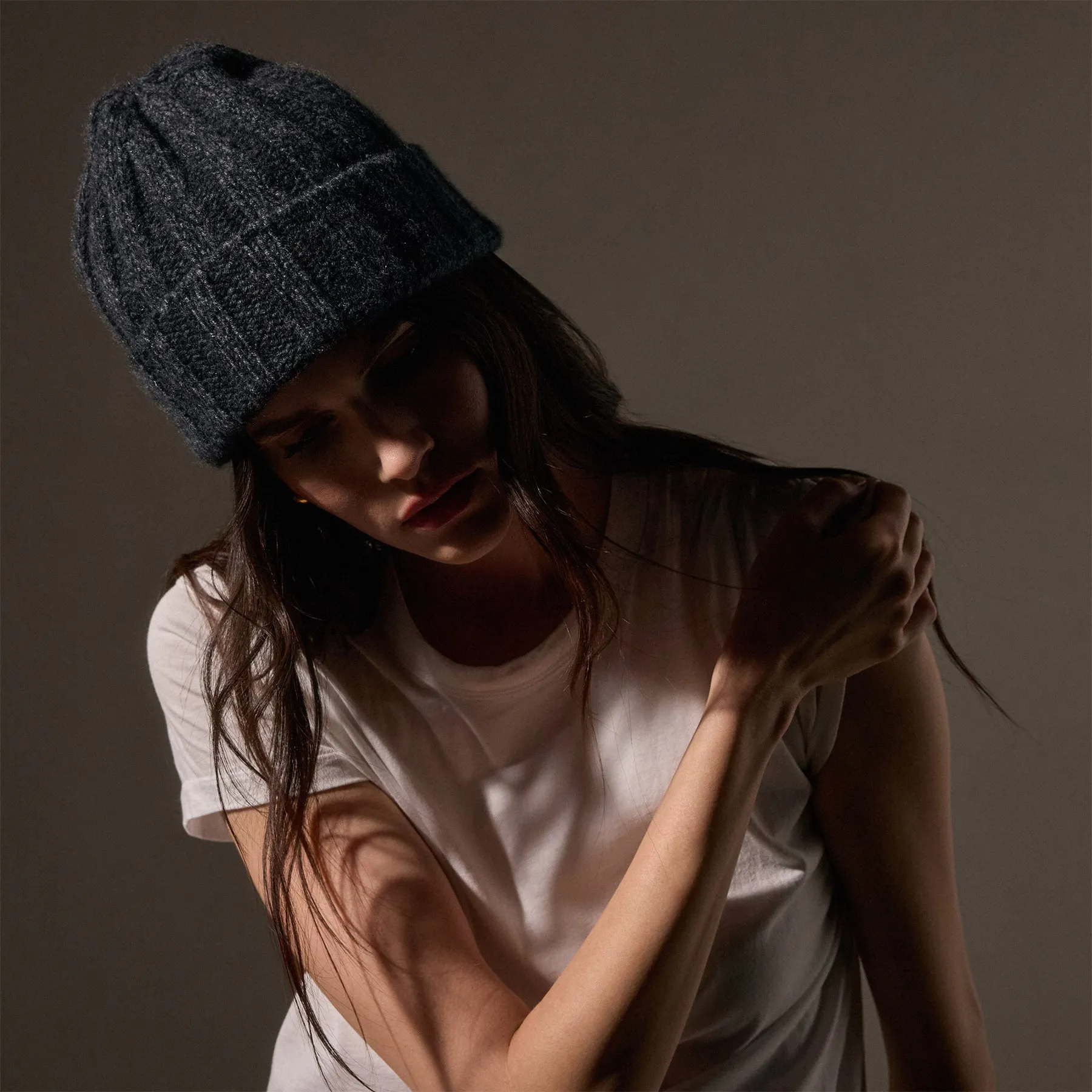 Cashmere Marled Beanie - Charcoal Marl