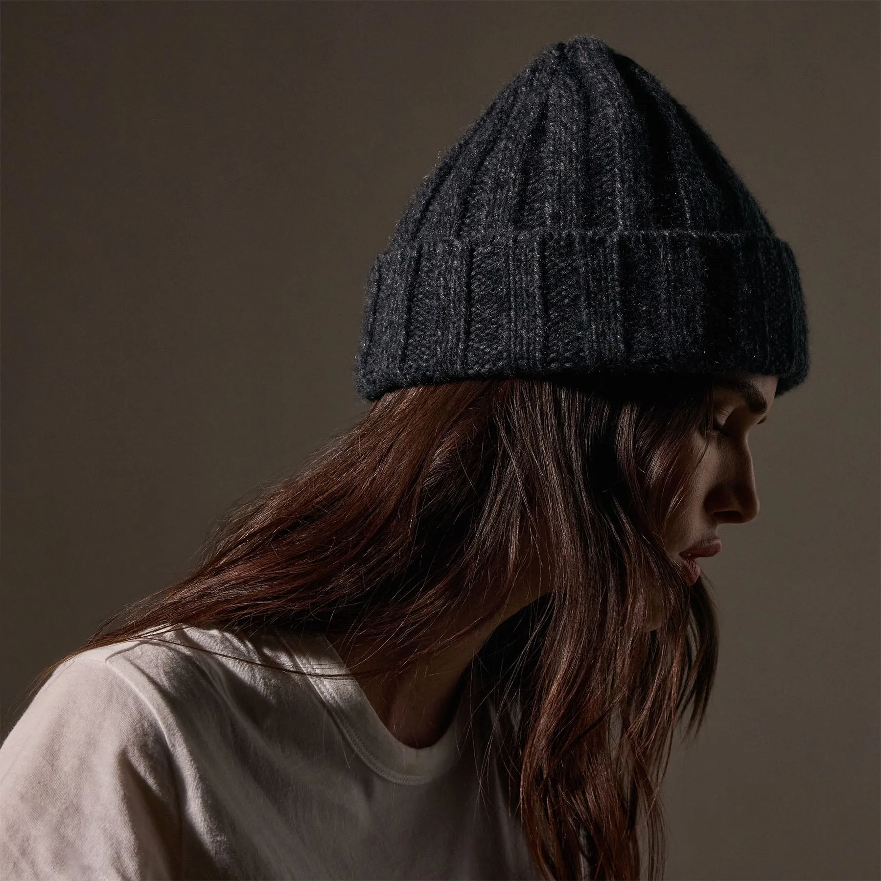 Cashmere Marled Beanie - Charcoal Marl