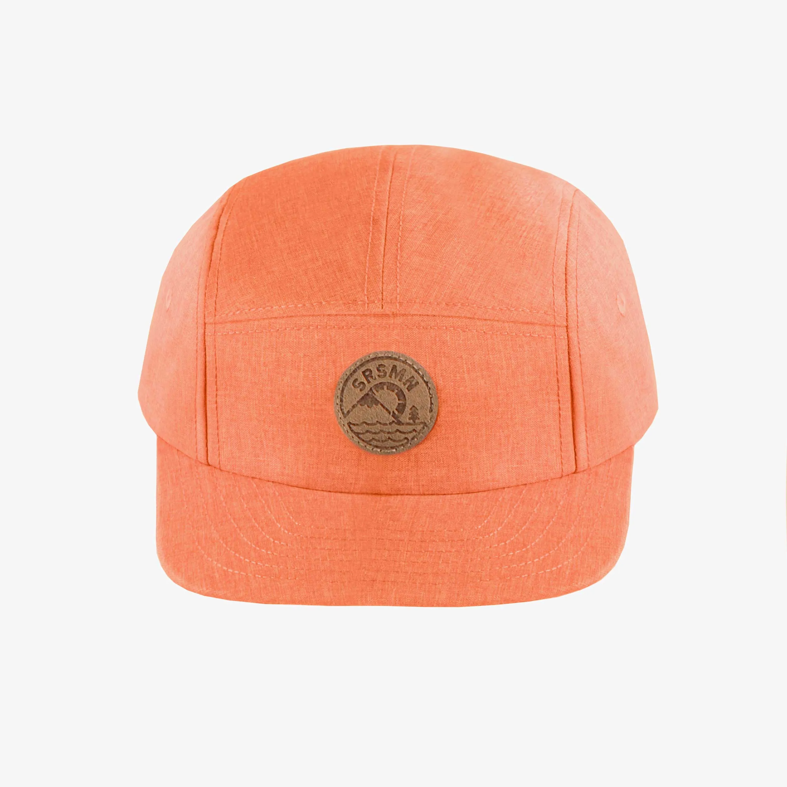 Casquette orange à visière plate en lin et coton, enfant || Orange cap with flat visor in linen and cotton, child