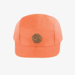 Casquette orange à visière plate en lin et coton, enfant || Orange cap with flat visor in linen and cotton, child