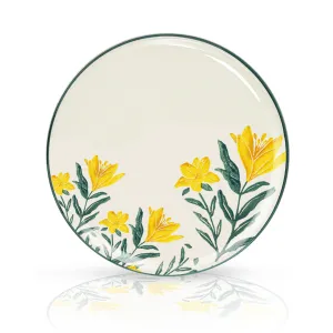 Ceramic Serving Plate Nature Floral Yellow