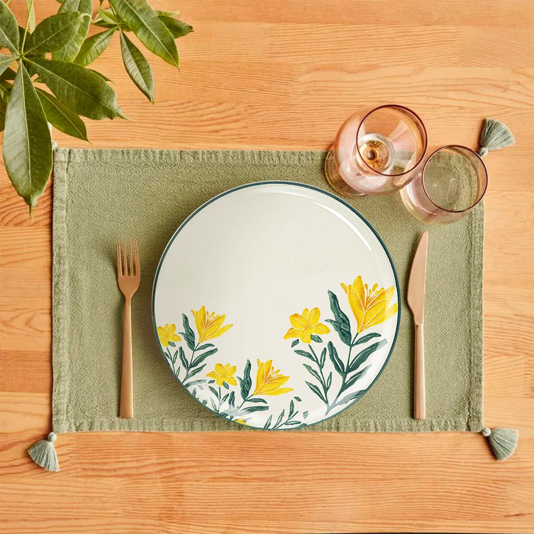 Ceramic Serving Plate Nature Floral Yellow